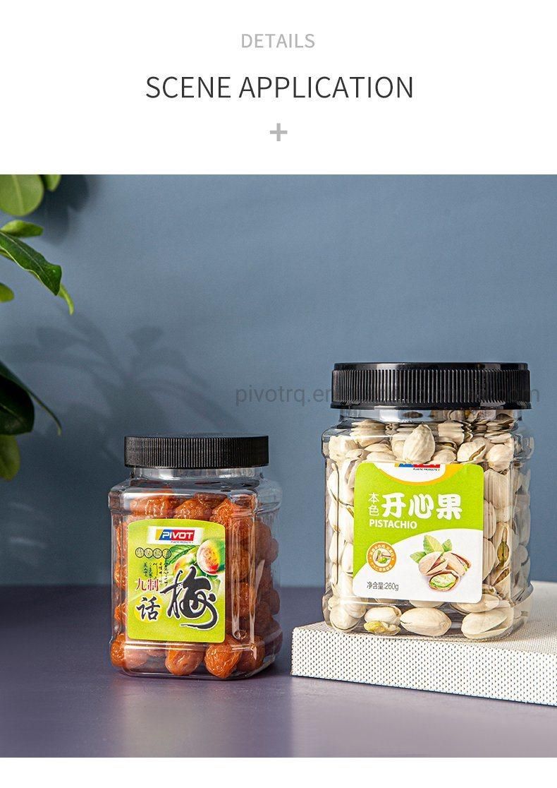 650ml Pet Plastic Nut Food Transparent Color Dry Fruits Packaging Bottle with Lid