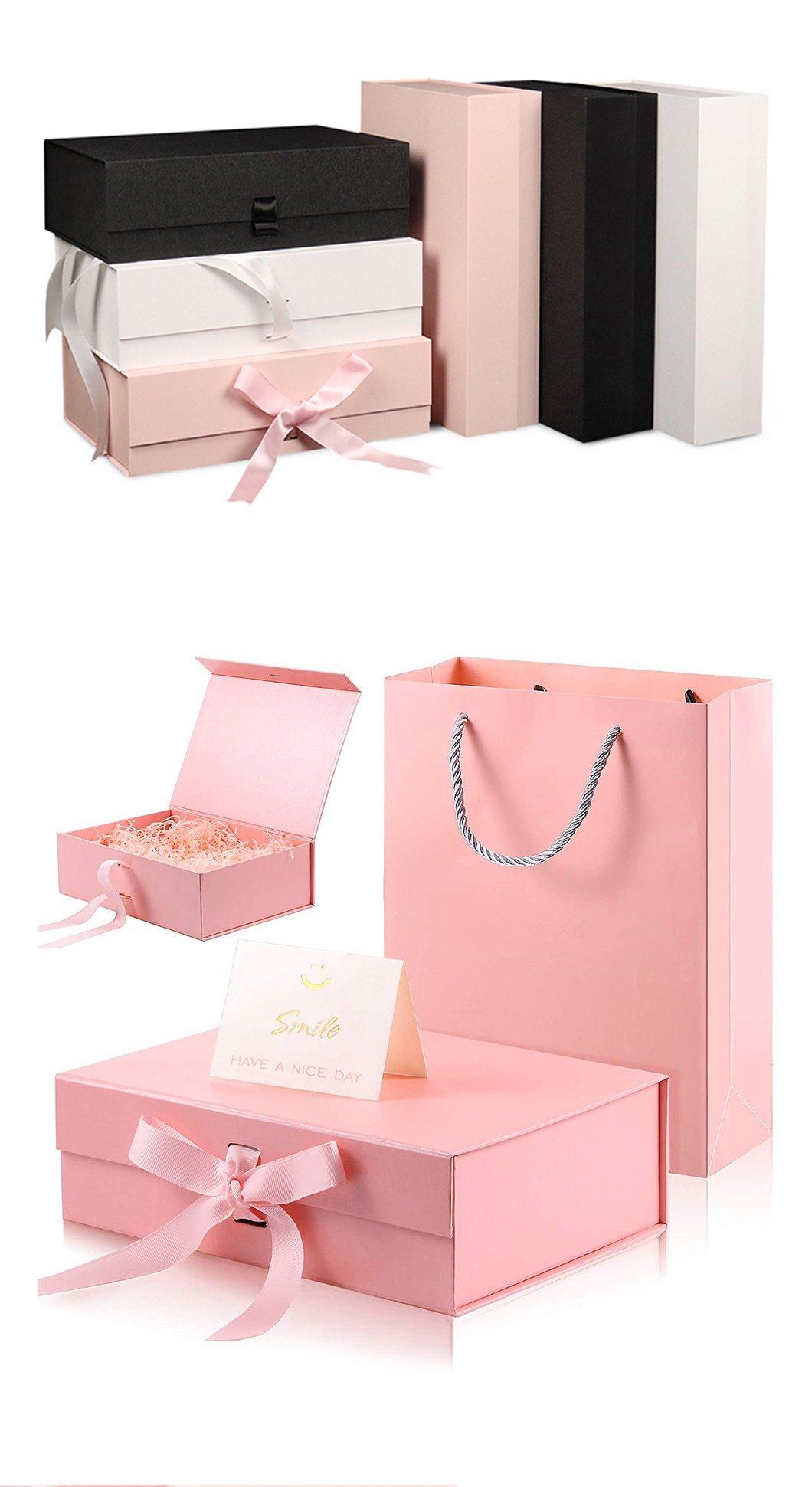 Customize Luxury Packing Folding Cardboard Paper Boxes Ribbon Closures Book Shaped Foldable Packaging Paper Gift Box with Magnetic Lid