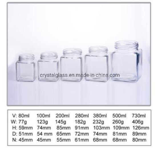 4oz Empty Glass Square Jar for Honey Jam Jelly or Food Storage with Metal Lid
