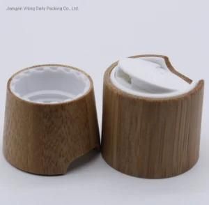 24/410 Bamboo Wood Shell Disc Top Cap for Cosmetic Bottle