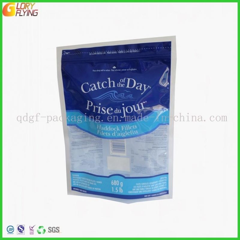Plastic Packaging Bag Frozen Food Packaging with Zipper for Fish