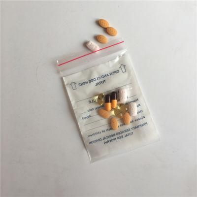 Customized Printed 100%LDPE Medical Plastic Bag Pill Dispensing Envelopes, Hospital Drug Bag Packing Ziplock Bags