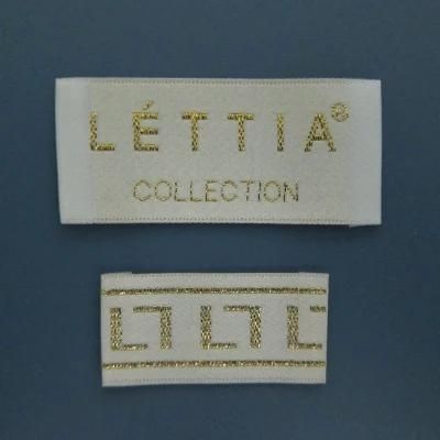 Gold Metallic Thread Woven Label for Apparel