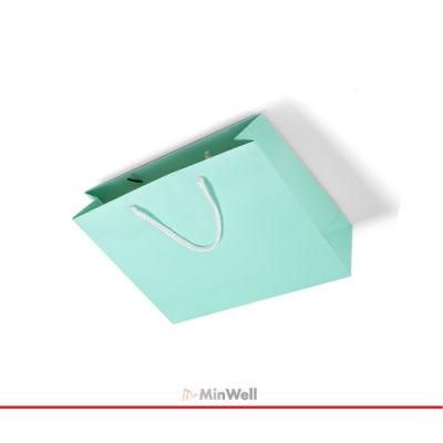 Minwell Custom Printed Art Paper Bag Takeaway Shopping Mint Green Bolsa De Papel Kraft Paper Packaging Bag with Handle