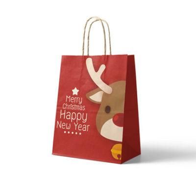 Kraft Recycled Food Packaging Carry Bag with Handles for Shopping Paper Gift Bag