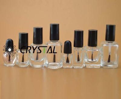 Clear Glass Nail Polish Glass Bottle with Brush Cap