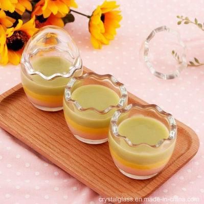 Top Grade Thicken Empty Clear Eggshell Shape Glass Pudding Bottle Pudding Jar 100/200ml