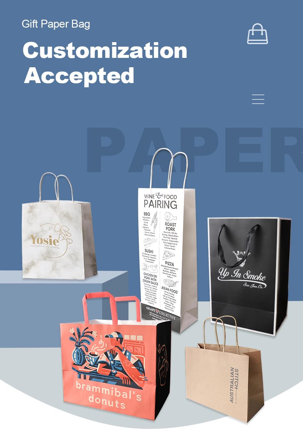 Snacks Gifts Clothes Storage Paper Bags High Strength Paper Shopping Bags Customized Designs