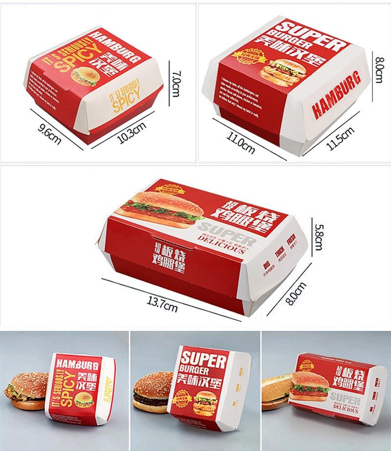 Disposable Kraft Paper Hamburger Container Custom Disposable Burger Packing Paper Box