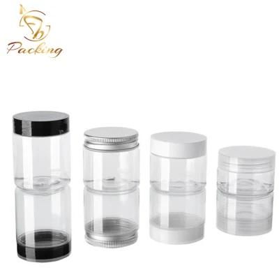 Cosmetic Packaging Clear Plastic Cream Jar 50g Pet Jar with Black Plastic Cap
