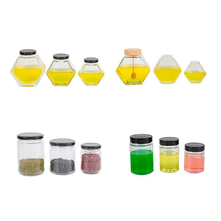 Hexagonal Glass Honey Jar 9 Oz 250ml Glass Containers with Metal Lids