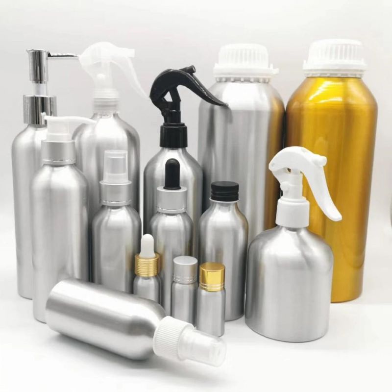 OEM 1000ml Aluminum Bottle with Screw Neck 28/410 with Black Pump Cap