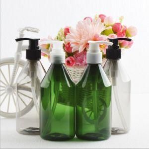 300ml Pet Plastic Sloping Shoulder Green Black Color Shower Gel Lotion Pump Shampoo Bottle