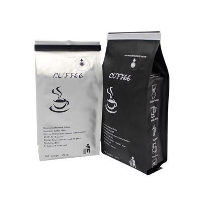 Custom Printed Flat Bottom Coffee Bag with Valve Aluminium Foil Bag for Coffee Packaging