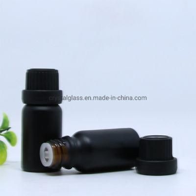 Hot Sales 5ml 10ml Frosted Amber Glass Essential Oil Bottle with Plastic Euro Dropper Cap