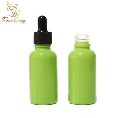 Spray Painting Customized Green 30ml Dropper Glass Bottle for Kinds of Face Serum Oils
