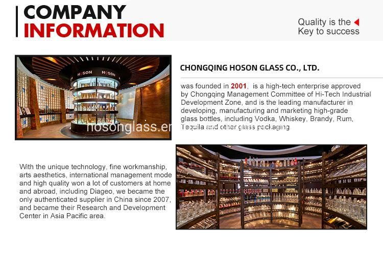 Hoson Wholesale Super Flint Glass Silk Screen Printing 1000ml Vodka and Whisky Bottle