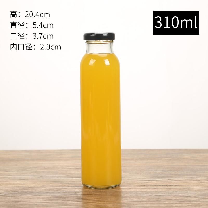 Wholesale Flint Clear Glass Bottle Cylinder 310ml 500ml Beverage Bottle Juice Bottle Glassware for Water Lemonade