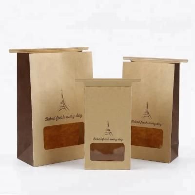 Food Packaging Tin Tie Brown White Kraft Paper Bag with Window