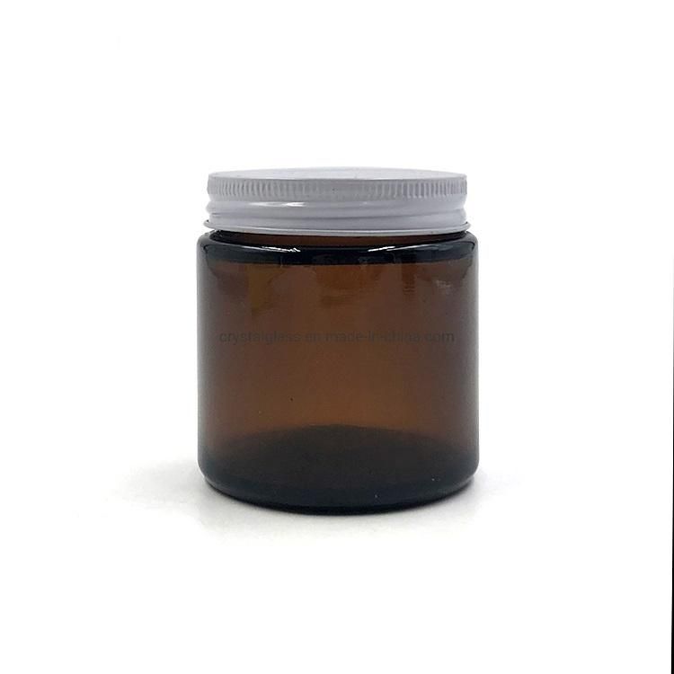 120ml Amber or Transparent Color Straight Side Flint Round Cosmetic Packaging Glass Jar