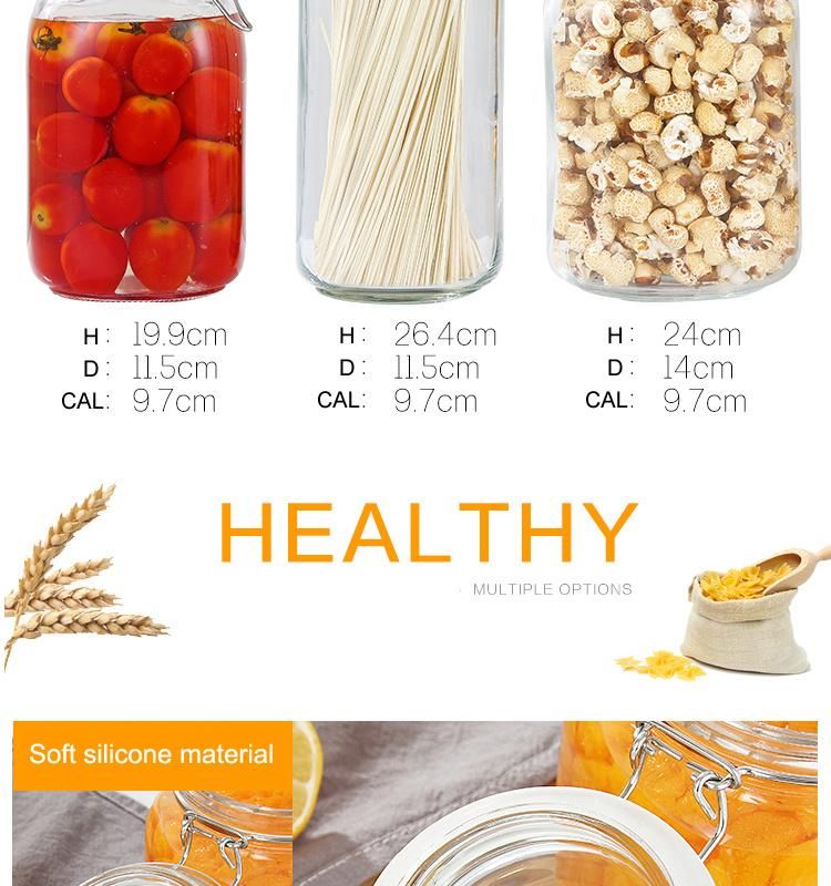 Food Container Clear Storage Glass Bottle Glass Jar with Swing Top