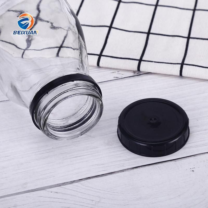 Recyclable 500ml Square Milk Glass Bottle with Plastic Cap