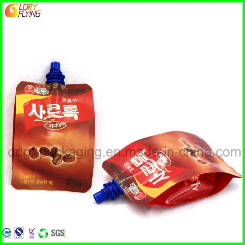 Customized Plastic Packaging Bag Four-Side Sealing Food Grade Spout Pouch Stand up Bags for Liquid Packing