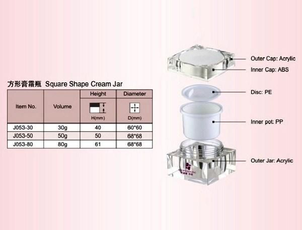 5g Mini Acrylic Square Jar for Cosmetic Cream Jar