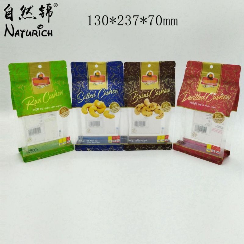 500g Cashew Packaging Plastic Bag with Window and Zipper