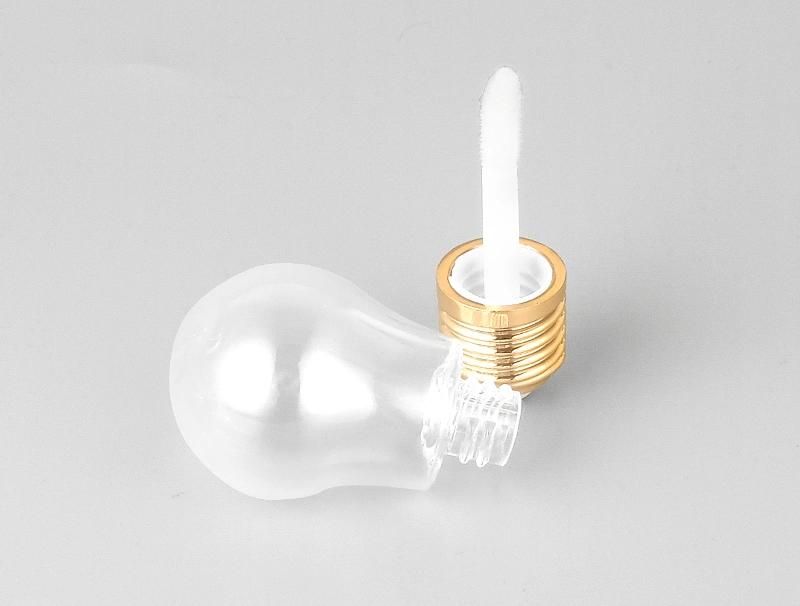 Special Novelty Gold Silver Light Bulb Shape Empty Liquid Lipstick Tubes Packaging Plastic Lip Gloss Tube with Brush