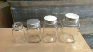 Empty Square Honey Jar Glass Frascos De Vidrio Glass Jar Square Amber Glass Jars for Hone