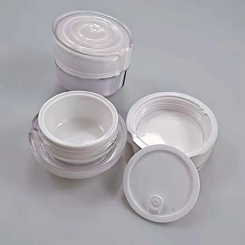 30g 50g Wholesale White Acrylic Round Cosmetic Cream Jar with Wave Lid for Skin Care