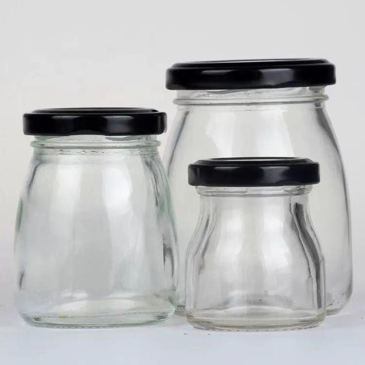 100ml 150ml 200ml Glass Pudding Jar with Plastic Lid for Pudding Yogurt Packing