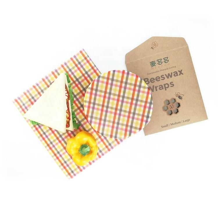 Reusable 100% Organic Cotton Beeswax Food Wrap Alternatives for Food Storage