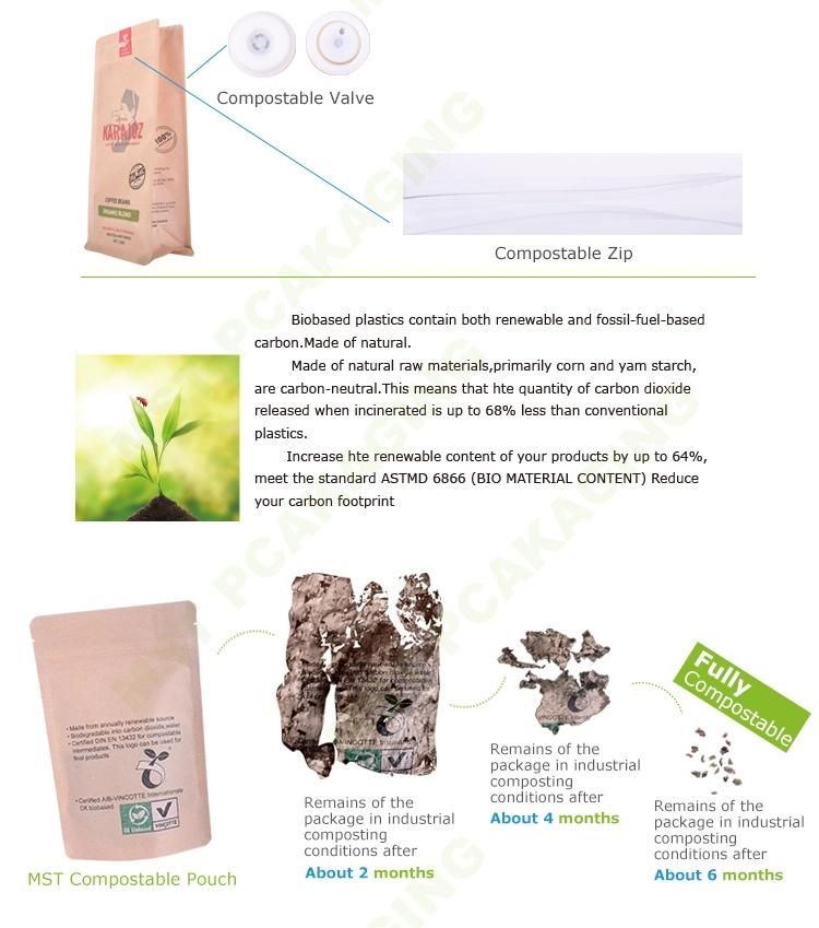 Eco-Friendly Recycle Food Packaging Compostable Biodegradable Tea Paper Bag with Zipper