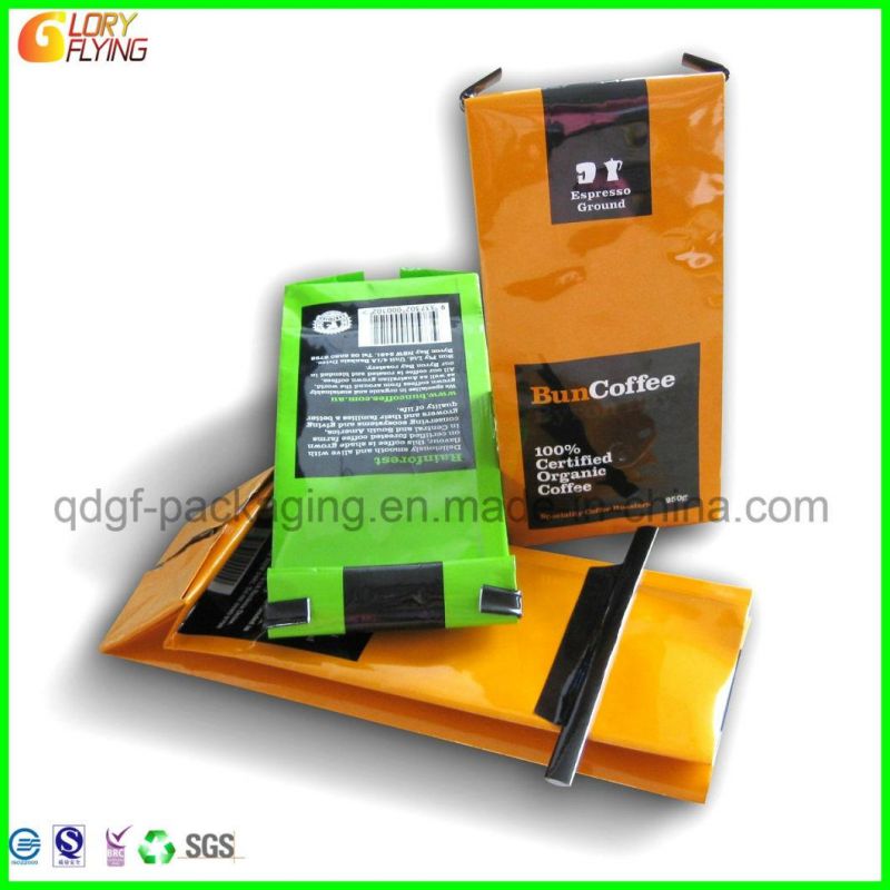 Plastic Packaging Gold Printing Stand up Pouch Bag with Zipper and Degassing Valve