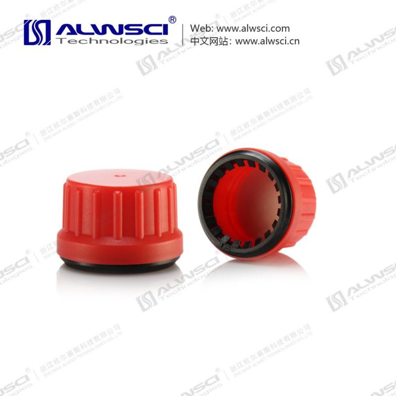 Alwsci 28mm Red PP Tamper-Evident Cap with Septa for Storage Bottle