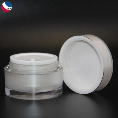 Cosmetic 30g Acrylic Cosmetic White Cosmetic Cream Jar with Gold Lid