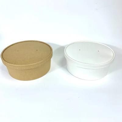 Biodegradable Food Takeaway Packaging Kraft Salad Paper Bowl with Lid