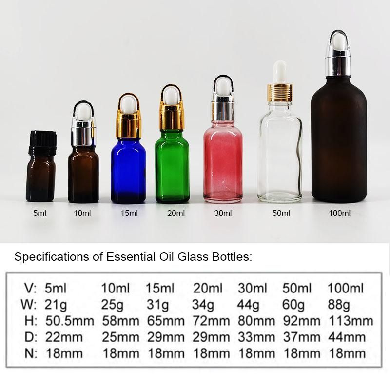 20ml 30ml 50ml 100ml Electroplating Gold Color Serum Essential Oil Glass Dropper Bottle