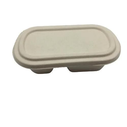 Wholesales Biodegradable 1000ml Food Container 2 Compartment with Paper Lid