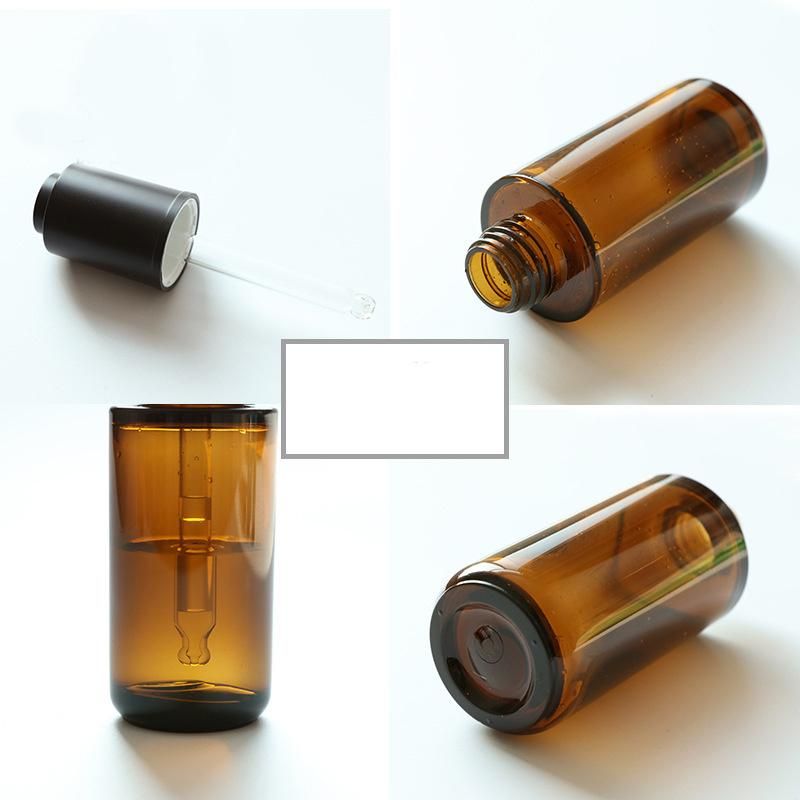 40ml Brown Round PETG Essence Drop Bottle Thick-Walled Thick-Bottom 20-Tooth Cosmetics Sub-Package Essential Oil Bottle