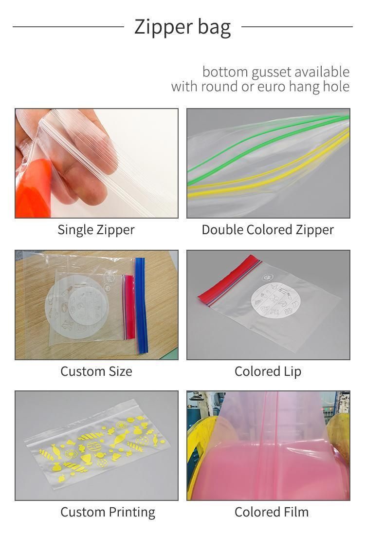 O E M Service Food Grade Clear Plastic Packaging Zip Lock Resealable Bag Transparent Zipper Bag