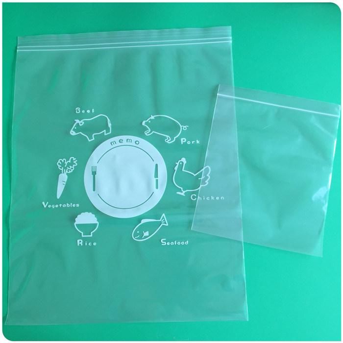 Writable White Block Printing Zipper Bag for Food Packaging with Double Zippers