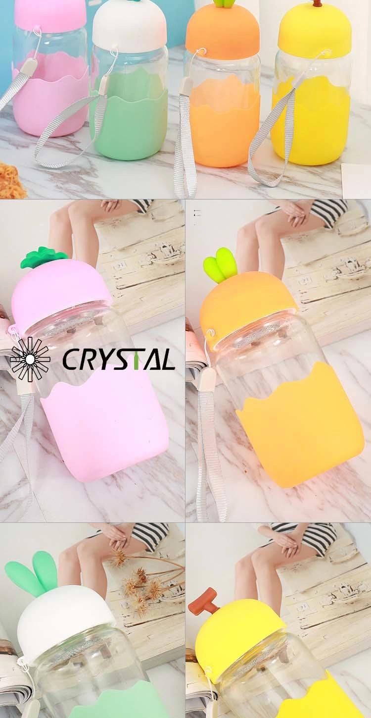 Children Sport Glass Water Bottle with Silicone Sleeve Holders