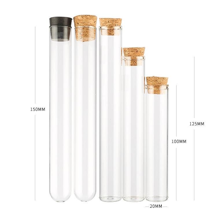 Customized Small 10ml 20ml 30ml Cork Stopper Glass Bottle Vials Jars, Wishing Bottle Wedding Favor Glass Bottle