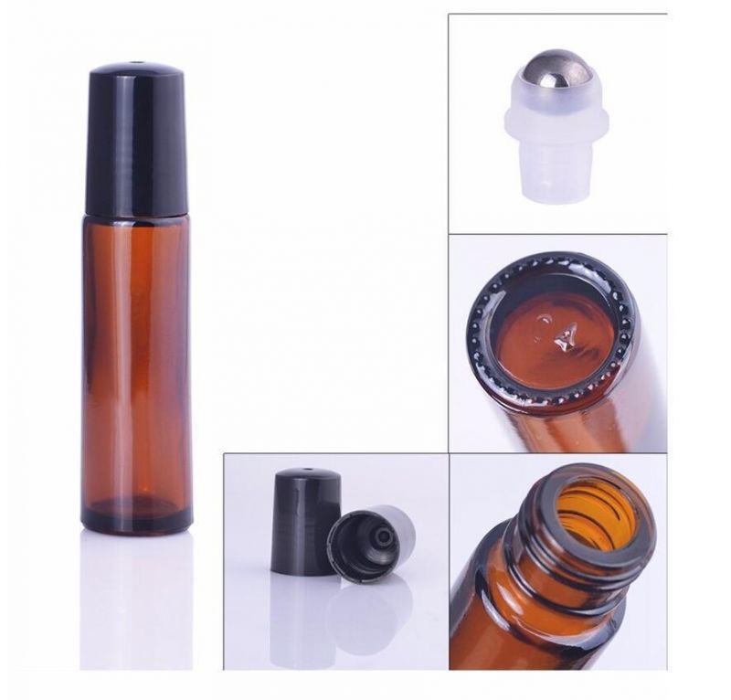 10ml Amber Roll on Roller Bottle for Essential Oils Brown Refillable Perfume Bottle
