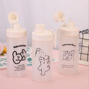 500ml Portable Glass Bottles Frosted with Straw for Children Hot Sale in School