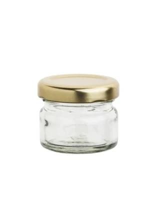 Empty 15ml 20ml Round Sweet Honey Pudding Jams Mini Glass Jars with Golden Screw Lids