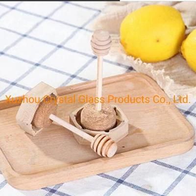 Wholesale 220ml 380ml Hexagon Flat Empty Honey Packaging Glass Jar with Bamboo Caps